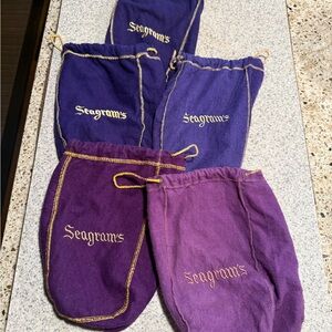 5 Seagram’s Purple Drawstring Pouches